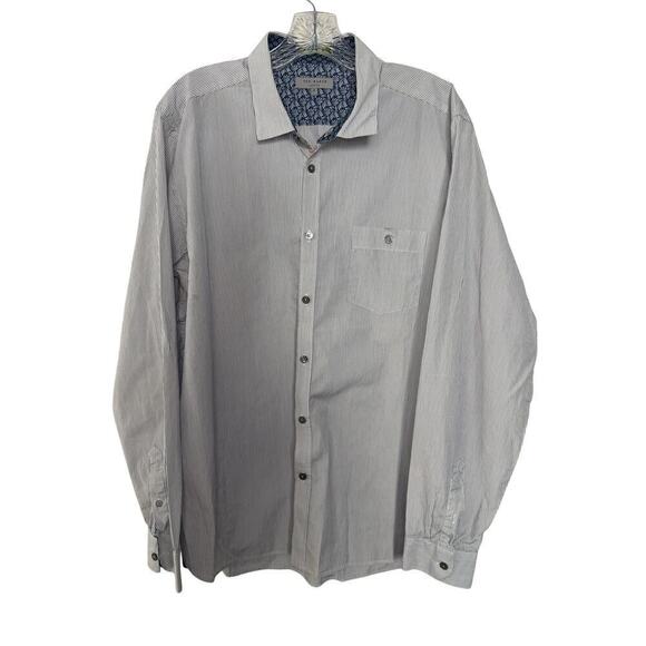Ted Baker White and Blue Pinstriped Long Sleeve Shirt Size 6 - Picture 1 of 5